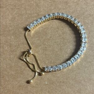 Gold and Swarovski Crystal Adjustable Tennis Bracelet‎